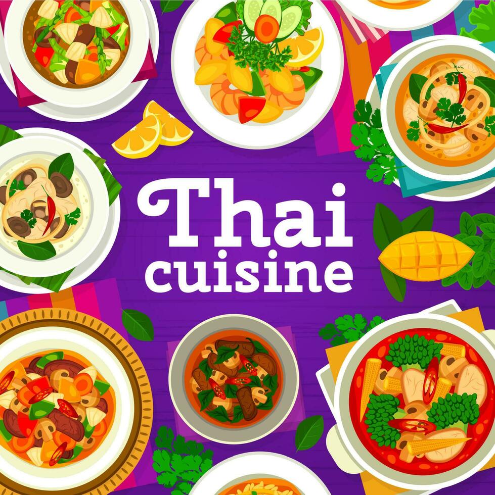 thaïlandais cuisine restaurant repas menu couverture page vecteur