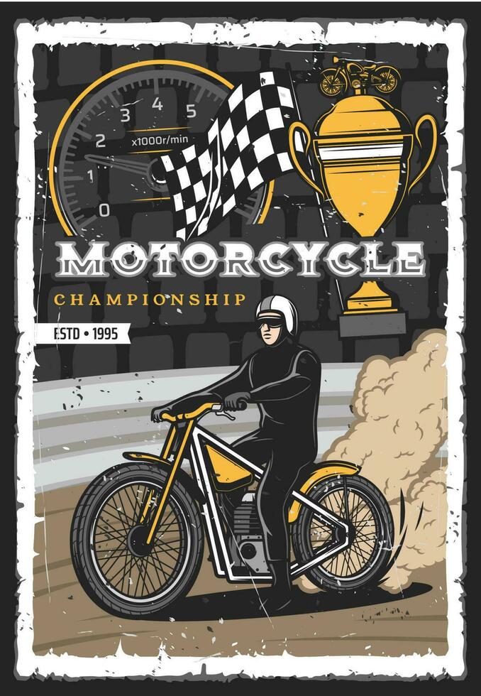 rétro affiche, moto les courses championnat vecteur