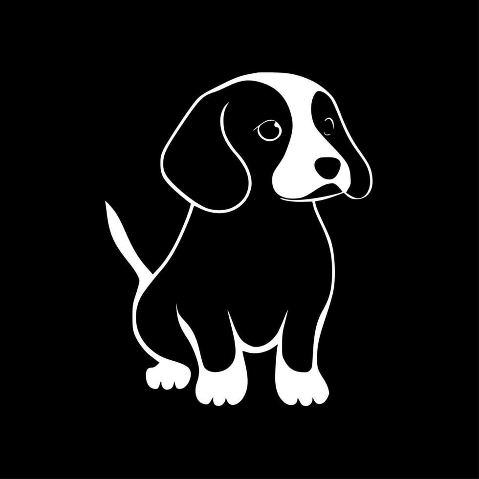 chien agrafe art - noir et blanc isolé icône - vecteur illustration