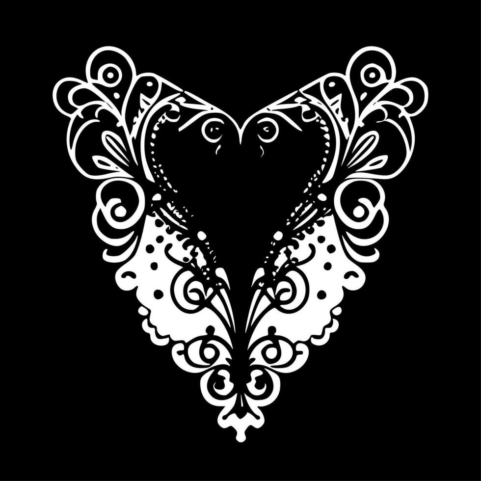 dentelle - noir et blanc isolé icône - vecteur illustration