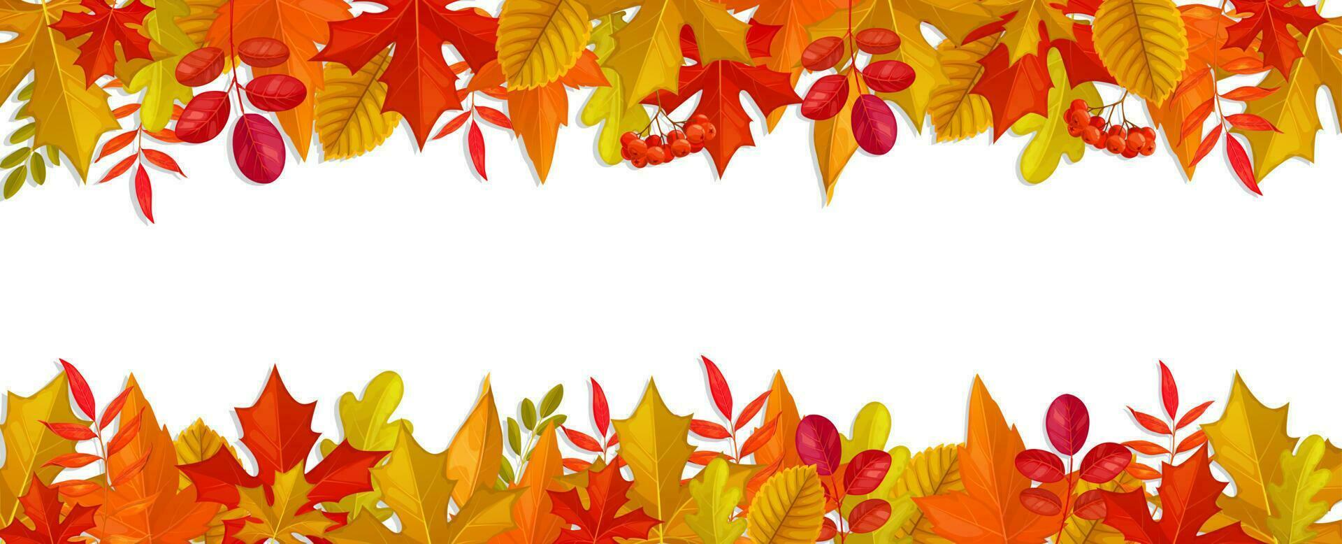 Cadre avec rayures de l'automne feuilles et baies vecteur