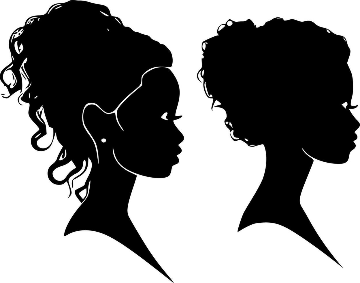 noir femmes, noir et blanc vecteur illustration