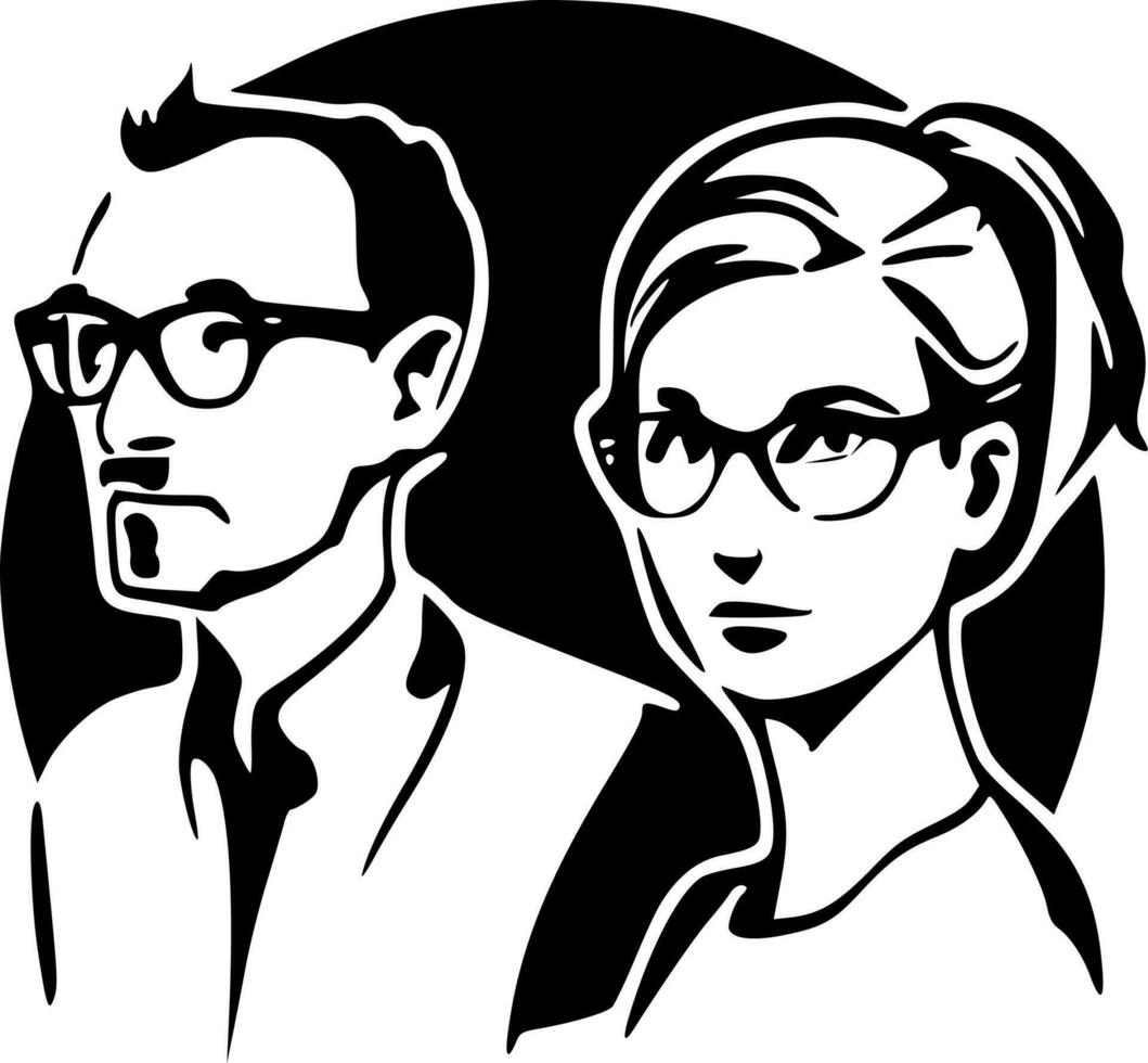 couple - noir et blanc isolé icône - vecteur illustration
