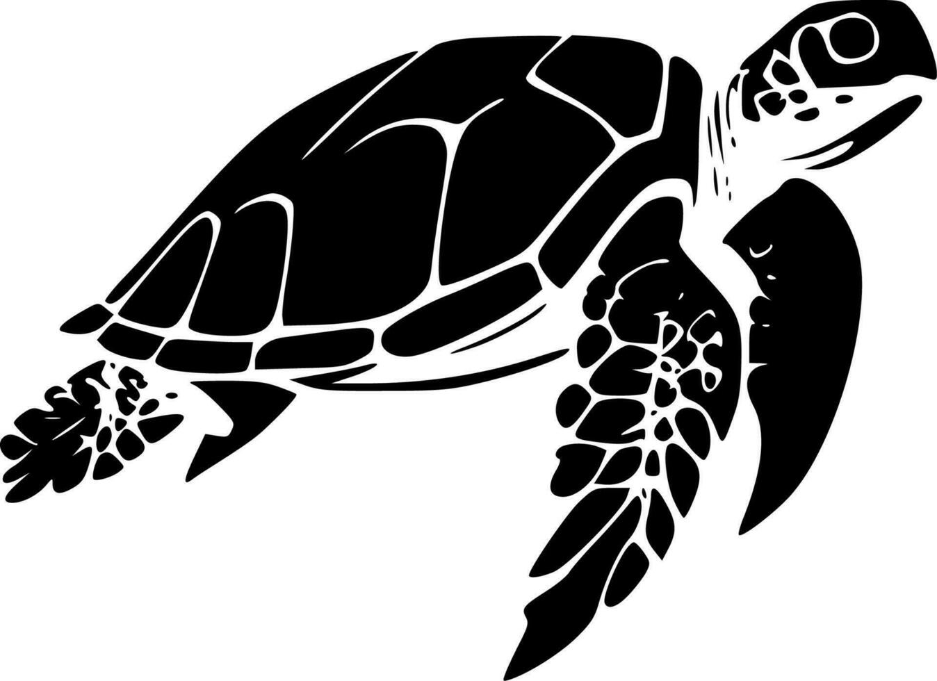 mer tortue - noir et blanc isolé icône - vecteur illustration