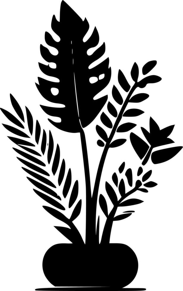 les plantes - noir et blanc isolé icône - vecteur illustration