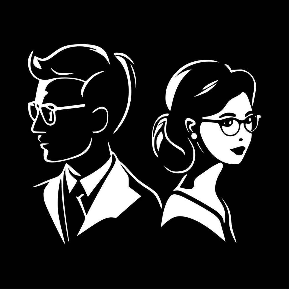 couple - noir et blanc isolé icône - vecteur illustration