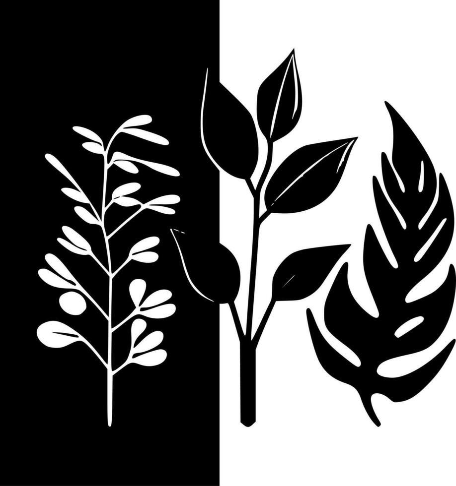 botanique - noir et blanc isolé icône - vecteur illustration
