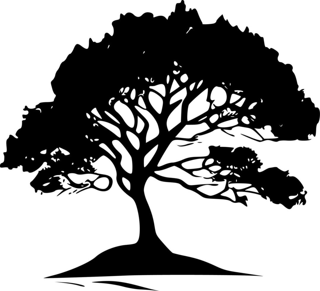 arbre - noir et blanc isolé icône - vecteur illustration