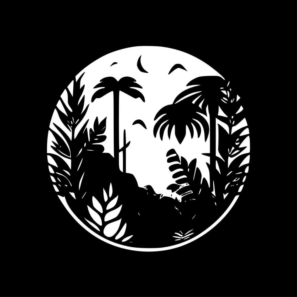 jungle - noir et blanc isolé icône - vecteur illustration