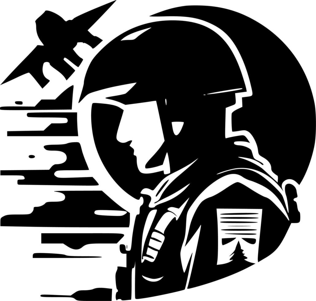 militaire, minimaliste et Facile silhouette - vecteur illustration
