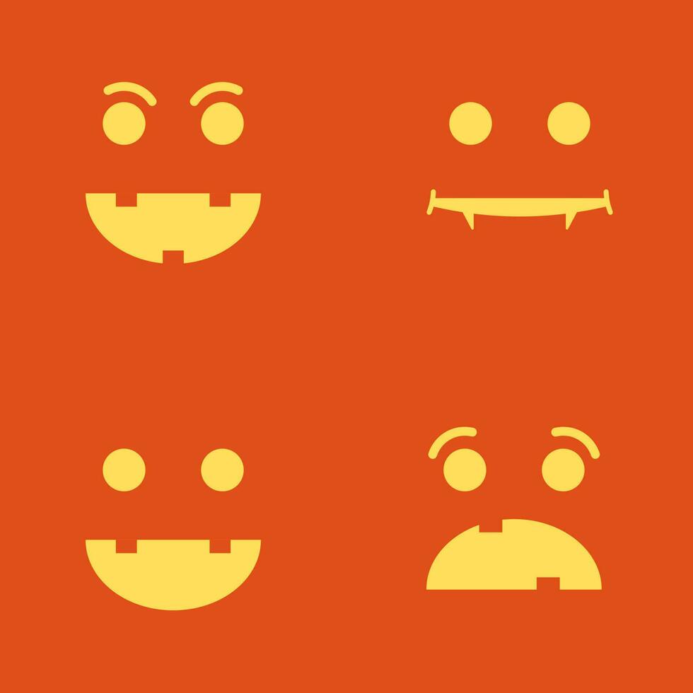 ensemble de Halloween citrouille ou monstre emoji sur Orange Contexte. vecteur