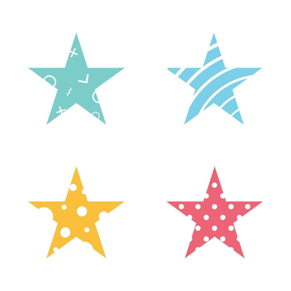 étoile formes avec motifs à l'intérieur - rayures, cercles. vecteur