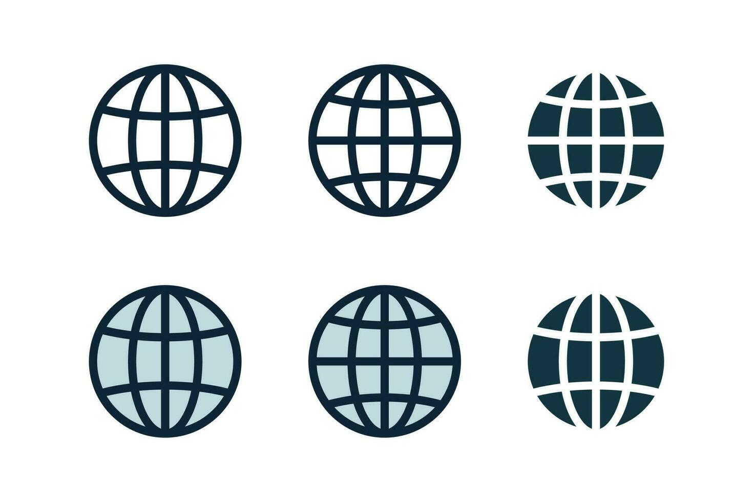 globe, planète icône ensemble. l'Internet, global sphère vecteur