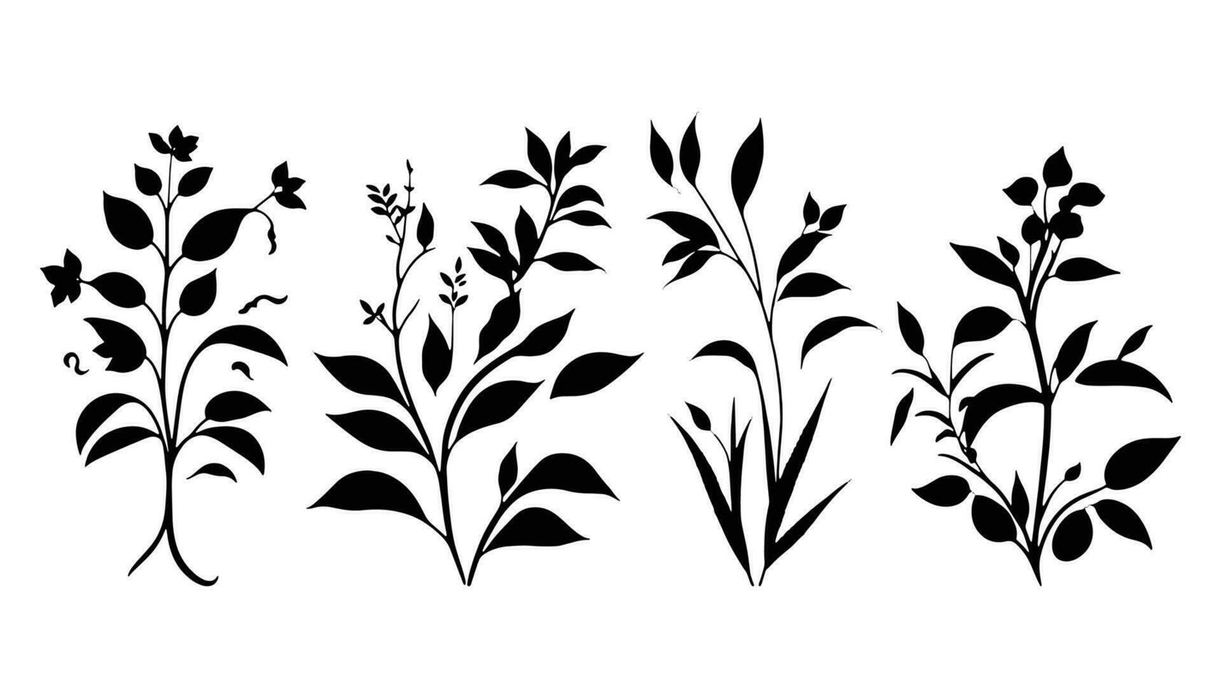 magnifique petit les plantes silhouette vecteur, les plantes vecteur, plante silhouette ensemble vecteur