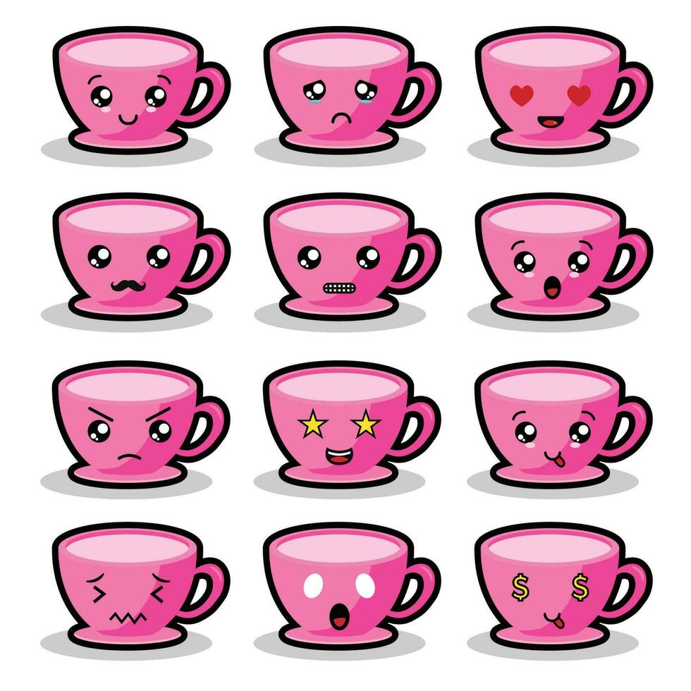 rose tasse de thé personnage mascotte illustration vecteur