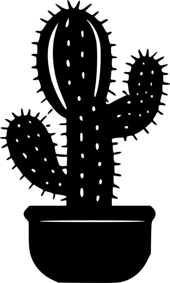 cactus - noir et blanc isolé icône - vecteur illustration