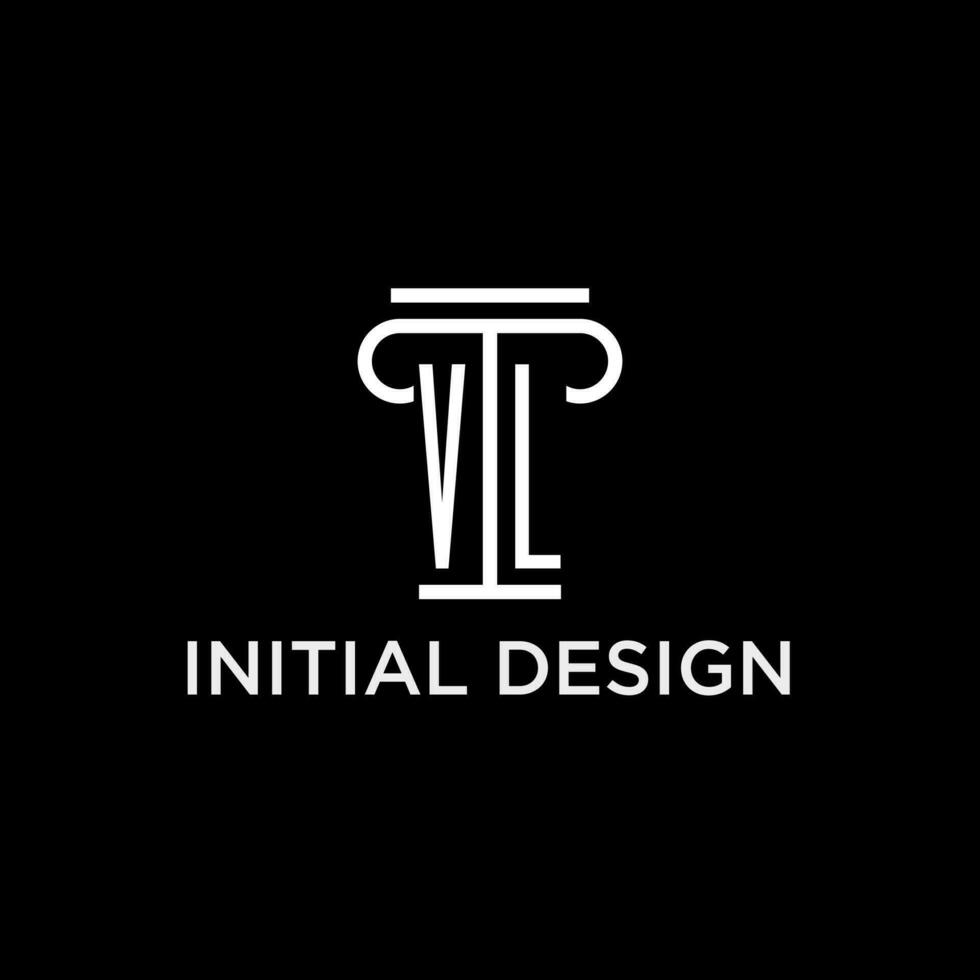vl monogramme initiale logo avec pilier forme icône conception vecteur