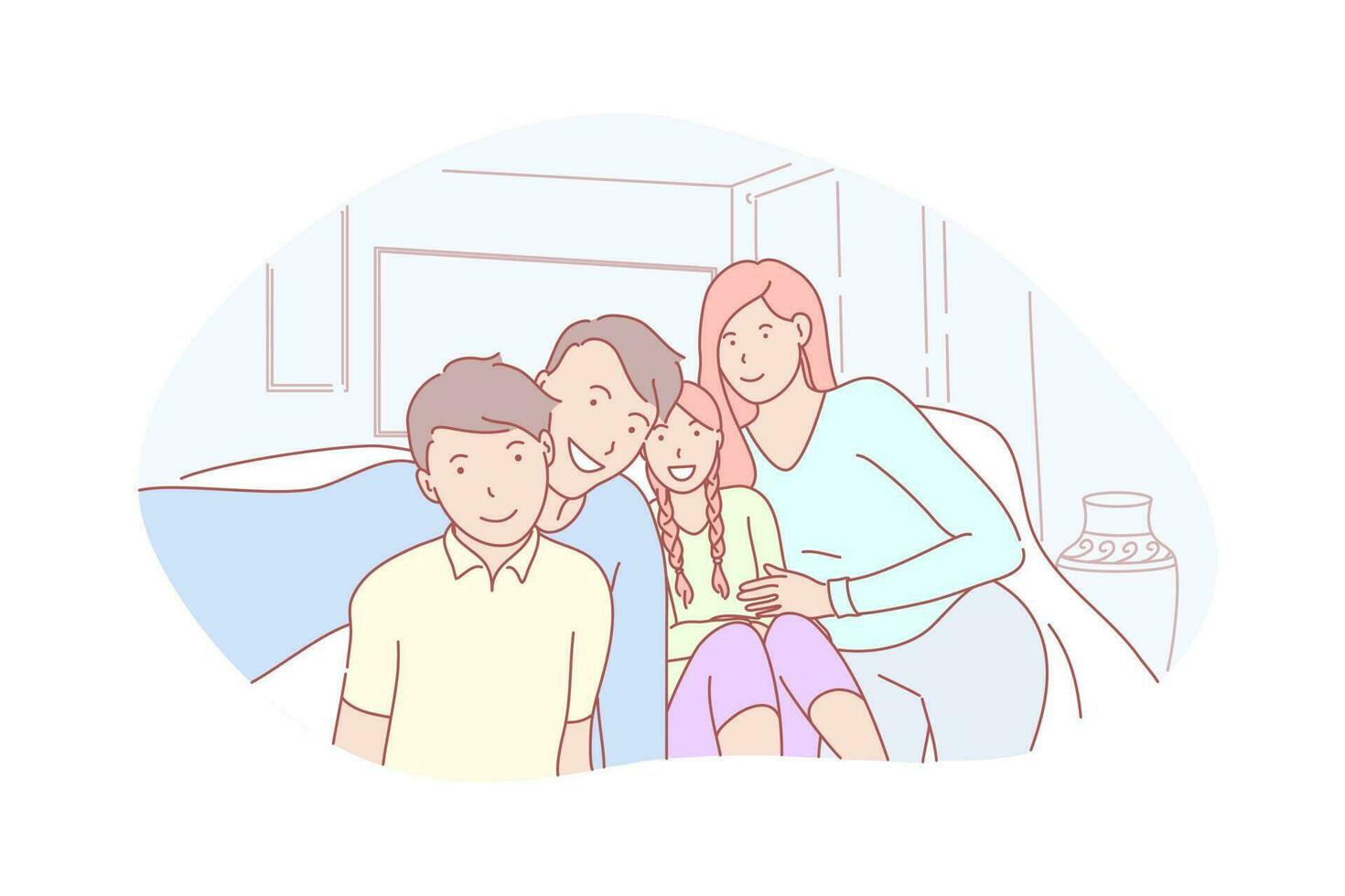 famille, la parentalité, enfance, selfie concept vecteur