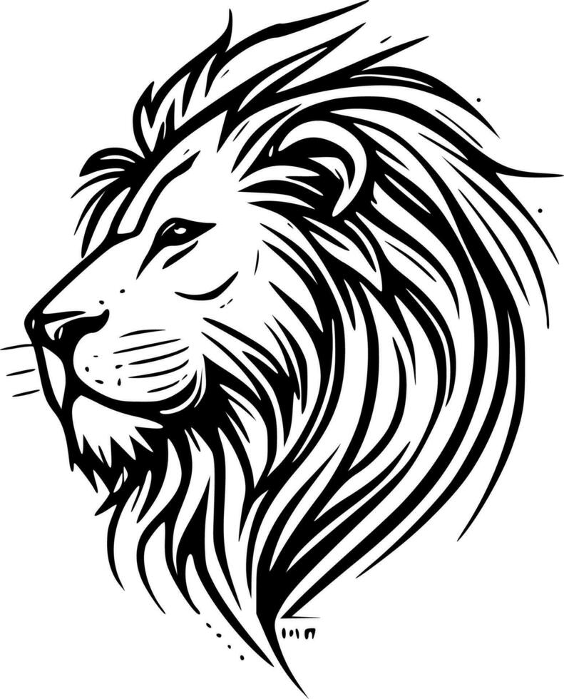 Lion - noir et blanc isolé icône - vecteur illustration