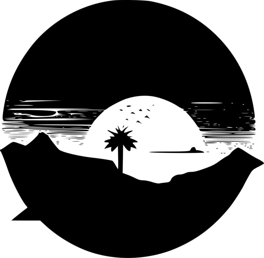 coucher de soleil, noir et blanc vecteur illustration