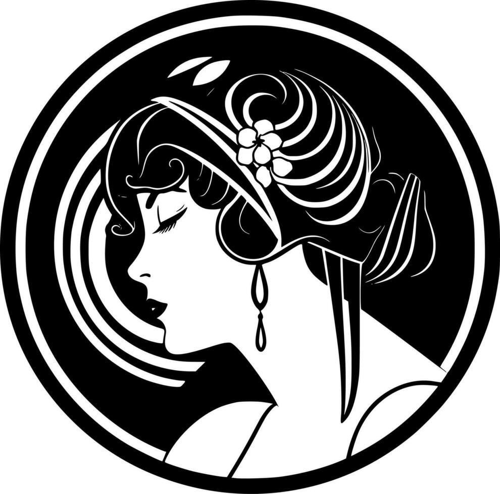 art nouveau - minimaliste et plat logo - vecteur illustration