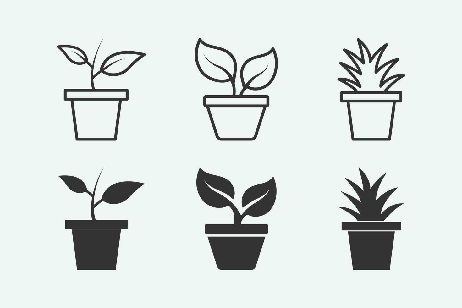 illustration vectorielle de pot avec jeu d & # 39; icônes isolé plante vecteur