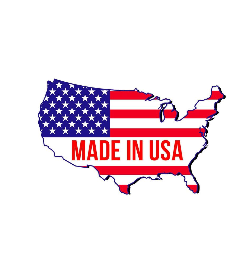 fabriqué dans Etats-Unis étiqueter, carte et drapeau de uni États vecteur