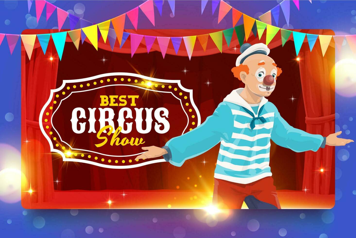 shapito cirque dessin animé marin clown, cirque étape vecteur
