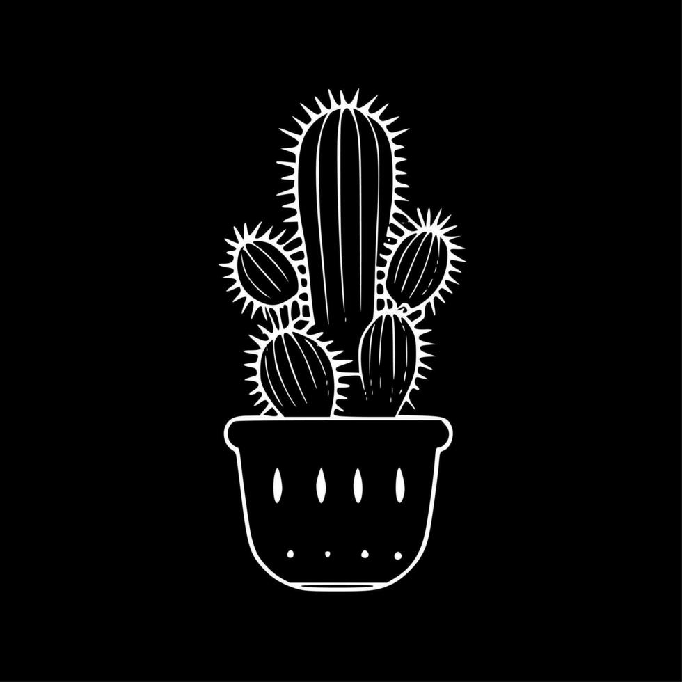 cactus - noir et blanc isolé icône - vecteur illustration