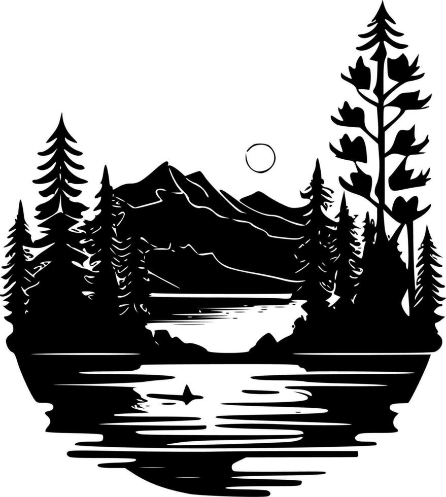 Lac - minimaliste et plat logo - vecteur illustration