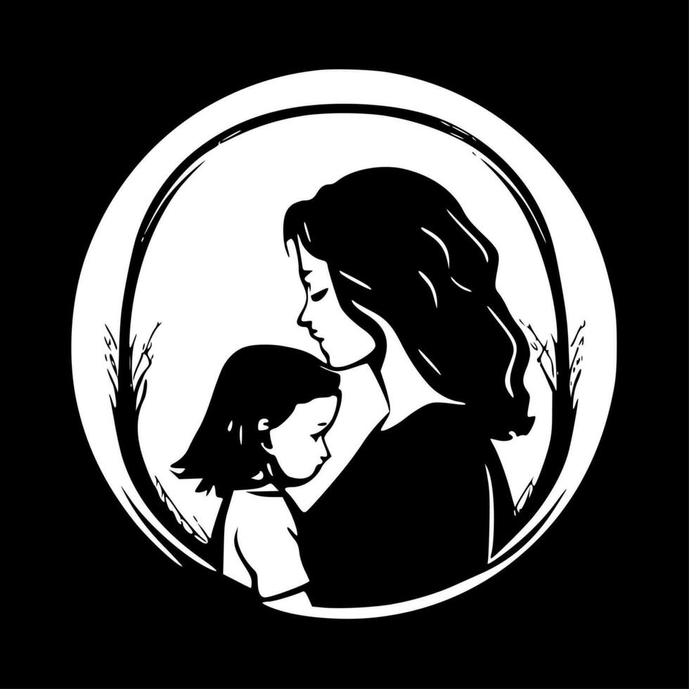mère - noir et blanc isolé icône - vecteur illustration