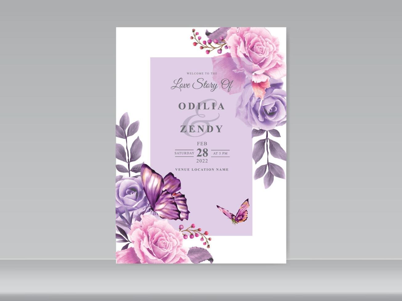 carte d'invitation de mariage définie belle aquarelle florale vecteur