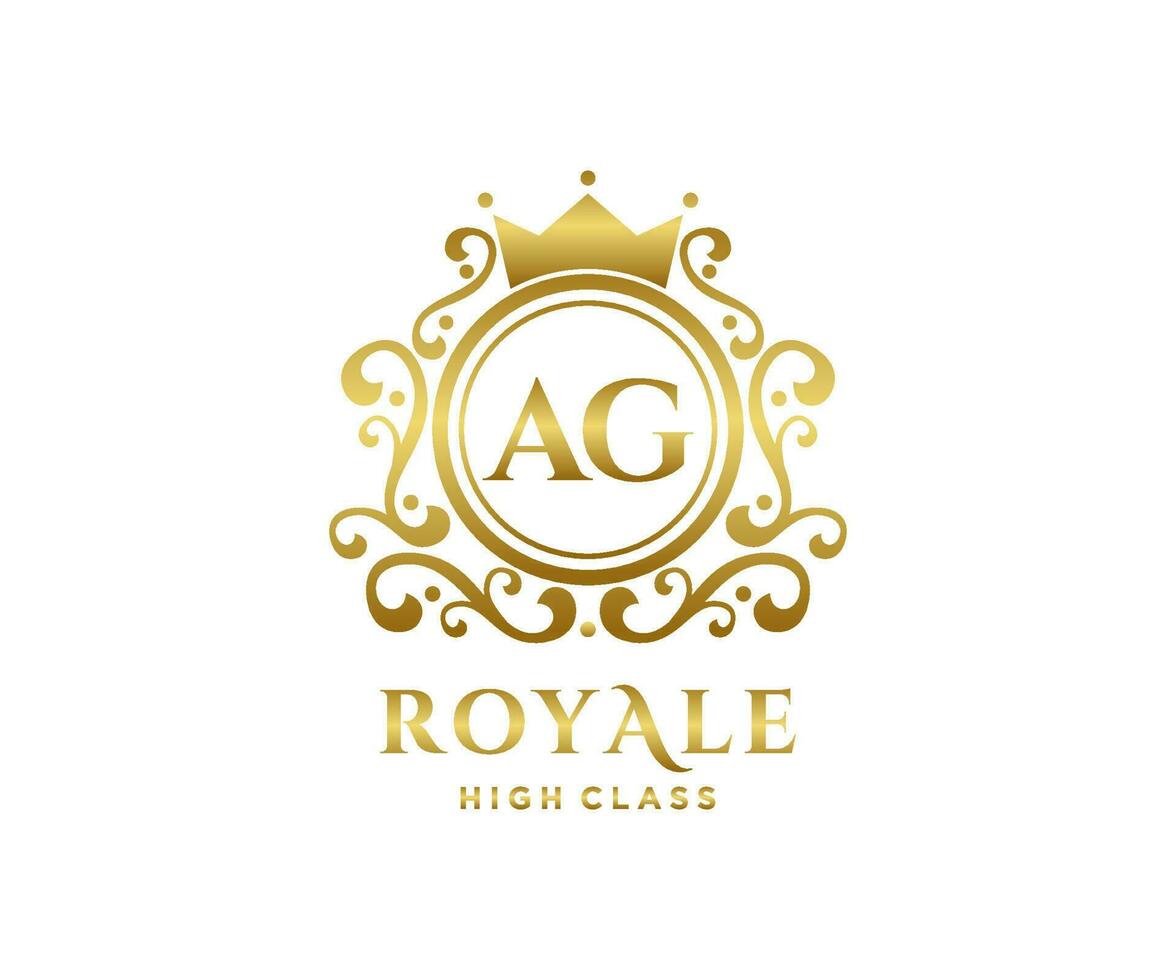 d'or lettre ag modèle logo luxe or lettre avec couronne. monogramme alphabet . magnifique Royal initiales lettre. vecteur