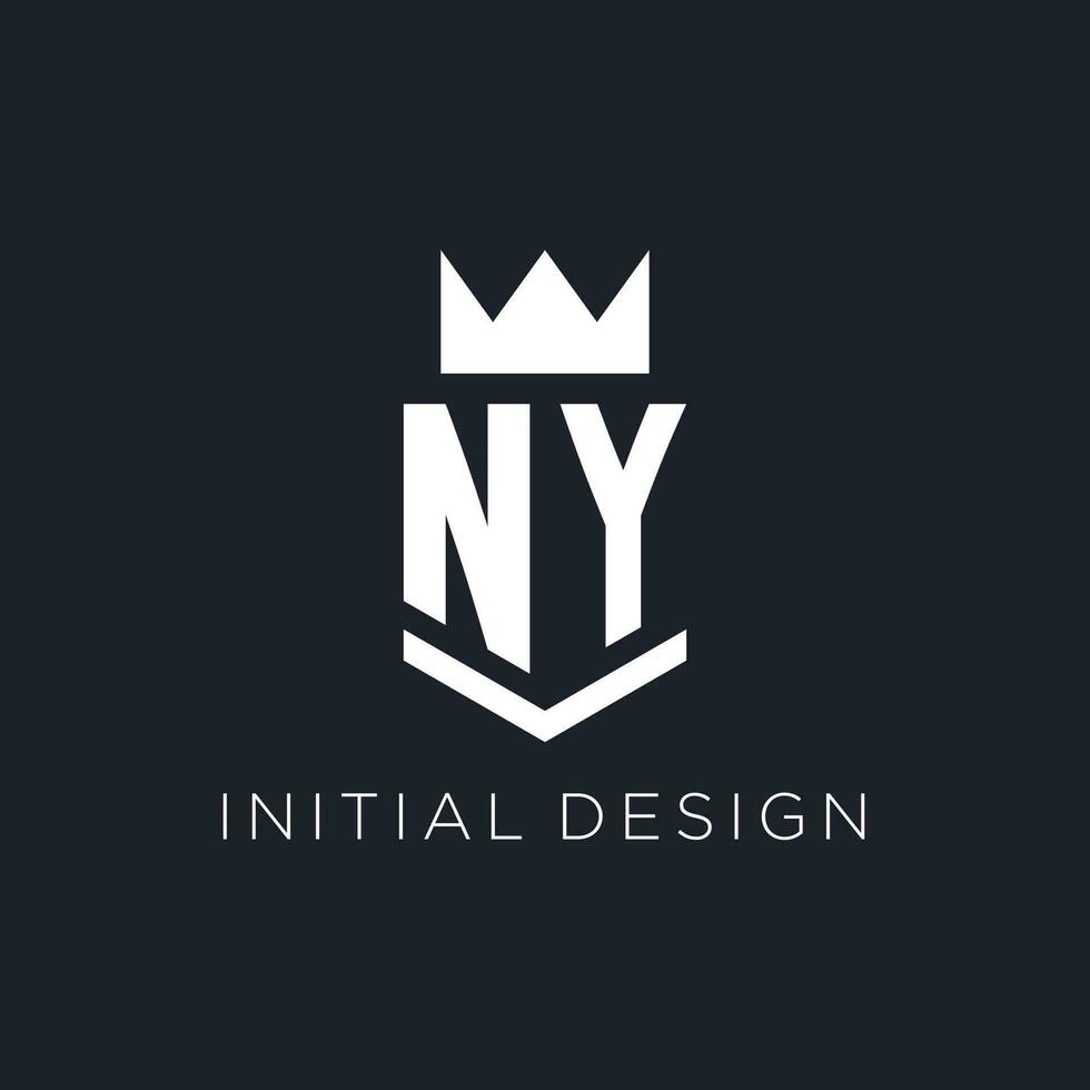 New York logo avec bouclier et couronne, initiale monogramme logo conception vecteur