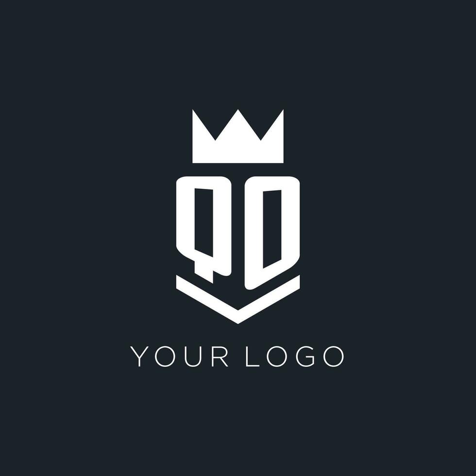 qo logo avec bouclier et couronne, initiale monogramme logo conception vecteur