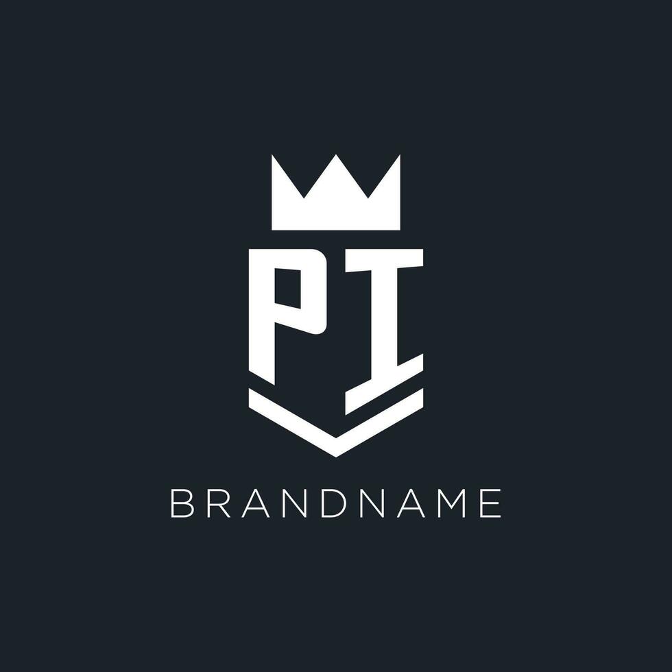 pi logo avec bouclier et couronne, initiale monogramme logo conception vecteur