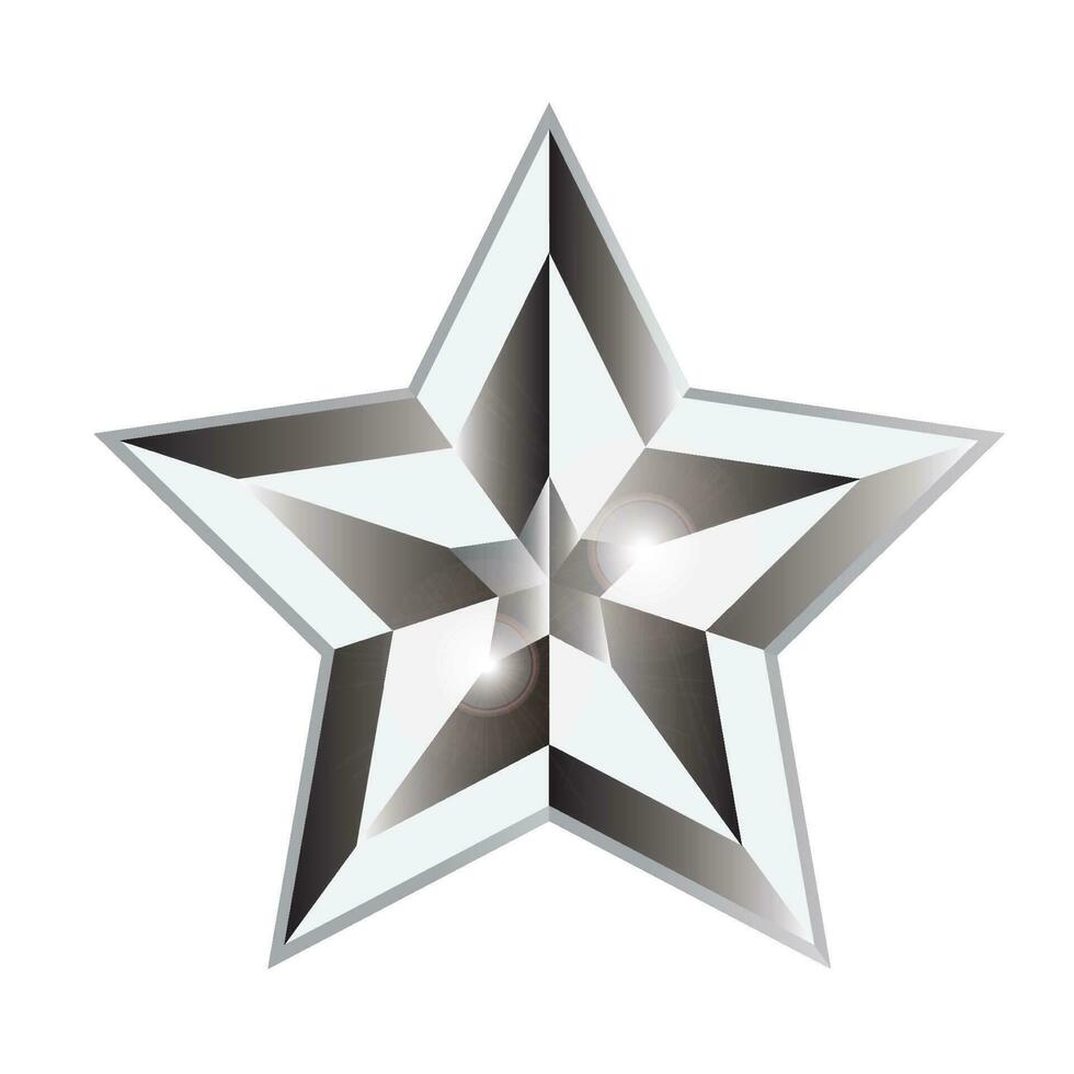 3d métallique embrasé étoile, pétillant argent pente étoile forme, 3d le rendu étoile vecteur