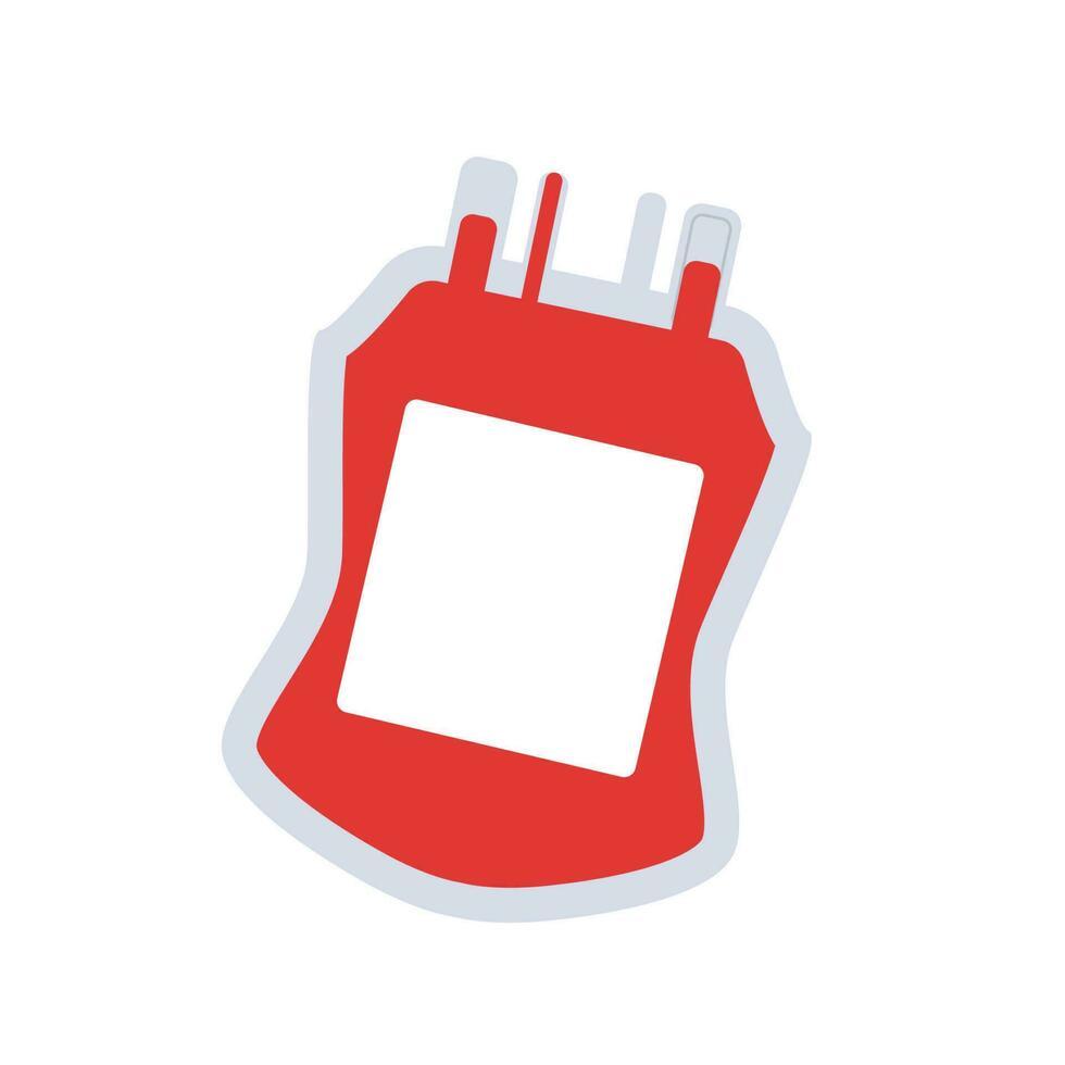 Plastique du sang sac pour du sang transfusion dans plat style isolé plus de blanc Contexte. vecteur illustration.