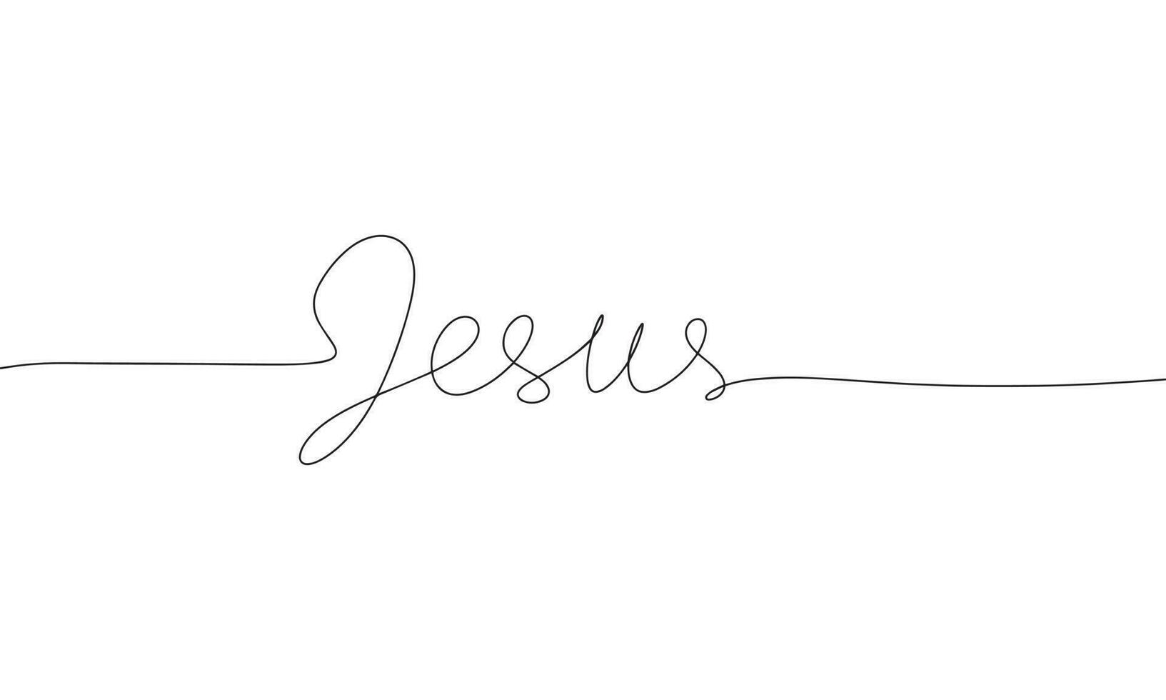 le mot Jésus. Jésus noir brosse calligraphie bannière. un ligne continu écriture ligne art vecteur illustration.
