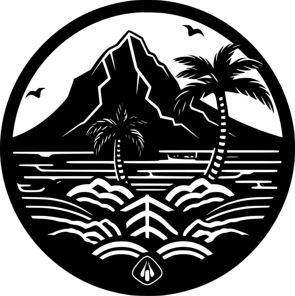 Hawaii - noir et blanc isolé icône - vecteur illustration