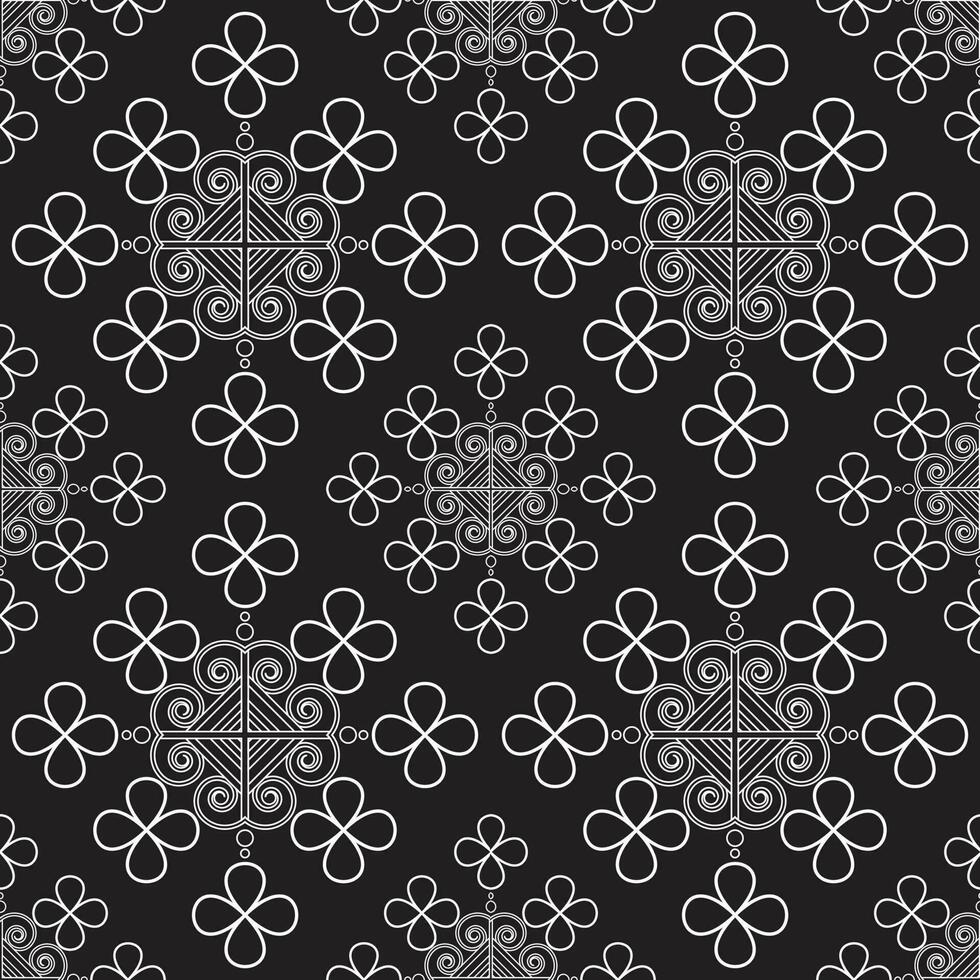 sans couture ethnique modèle répète ikat ogee art floral et géométrique éléments noir et blanc moderne tribal conception texture, ancien, tissu, tapis Vêtements populaire point broderie vecteur Contexte