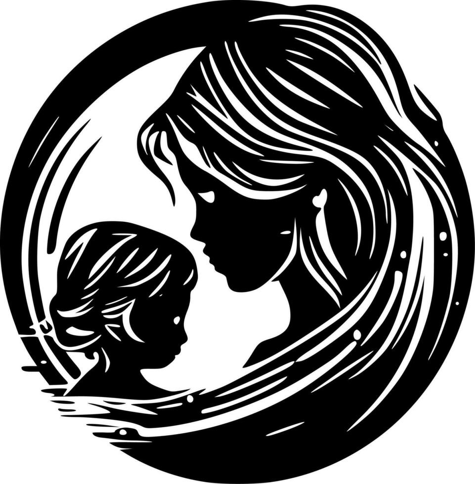 mère - noir et blanc isolé icône - vecteur illustration