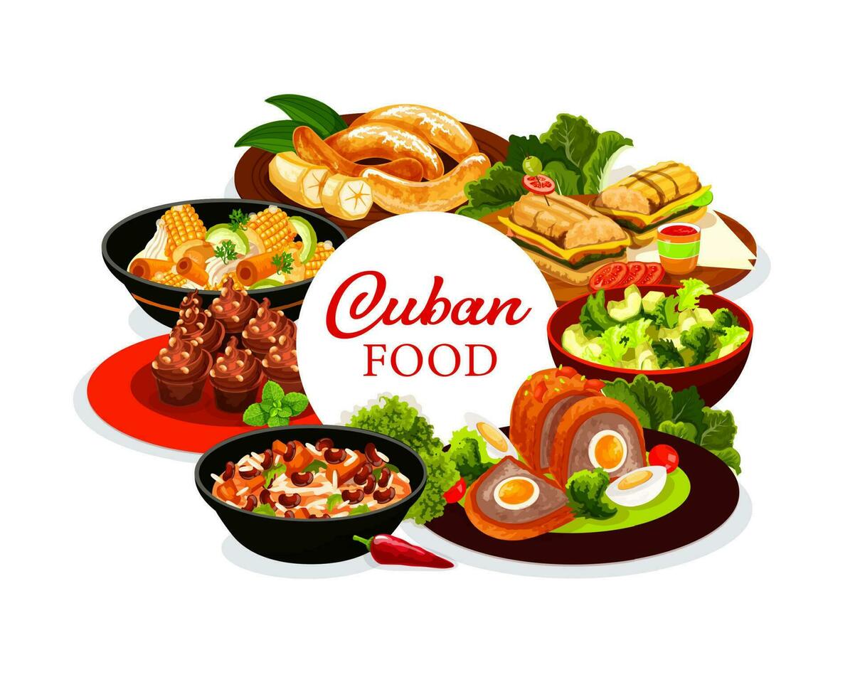 cubain cuisine restaurant menu rond couverture vecteur