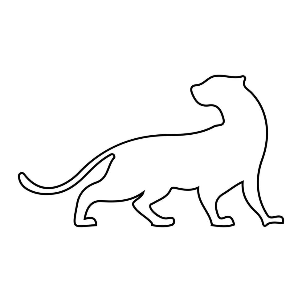 tigre à la recherche retour ligne logo signe emblème pictorame sur blanc Contexte vecteur illustration