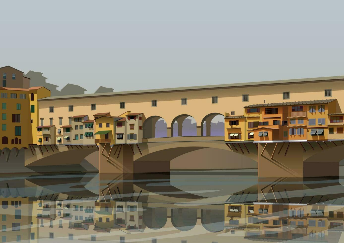 pont dans Florence ponte Vecchio plus de le rivière Arno. vecteur. vecteur