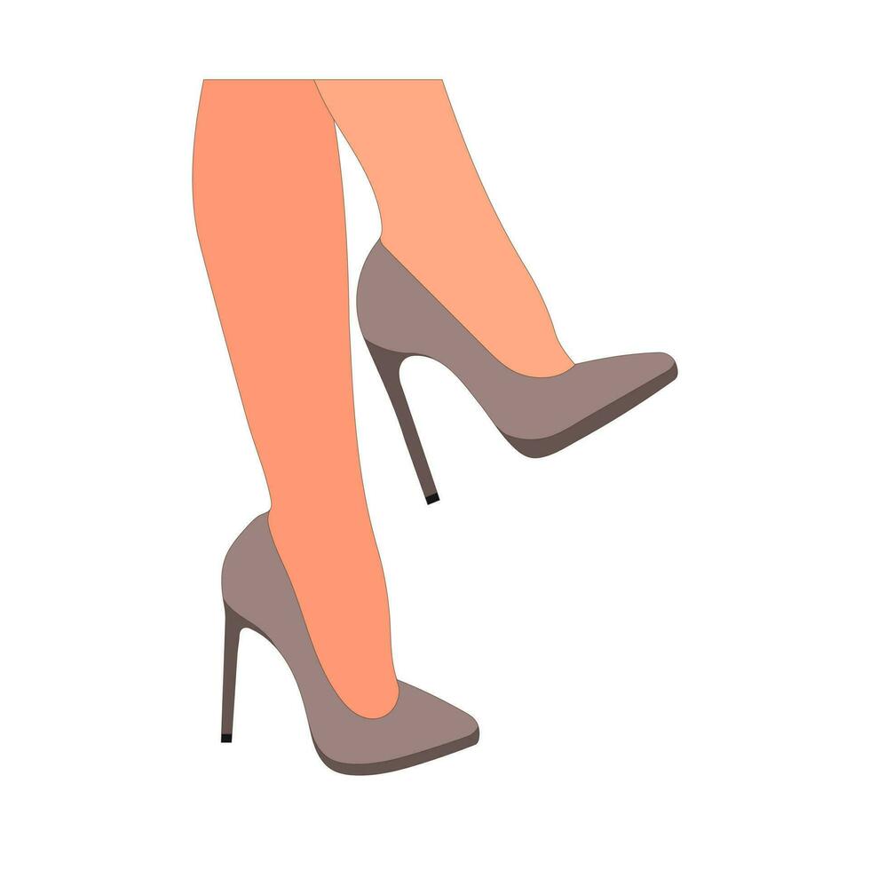 mince, Jeune femelle jambes dans une pose. des chaussures talons aiguilles, haute talons. marche, debout, en cours d'exécution, sauter, danse. femmes chaussure modèle vecteur