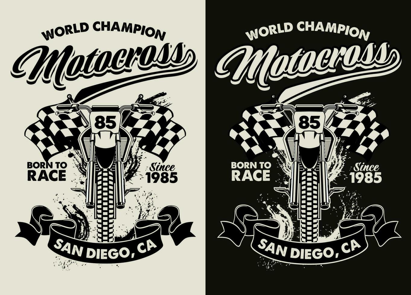 noir et blanc T-shirt conception de motocross courses garage vecteur