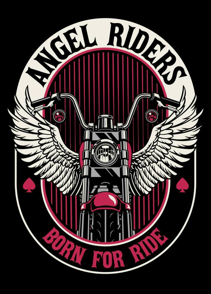 ancien T-shirt conception de ange cavalier moto club vecteur