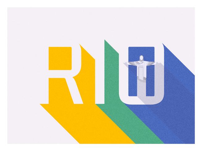 Conception de vecteur de typographie rétro Rio Long Shadow
