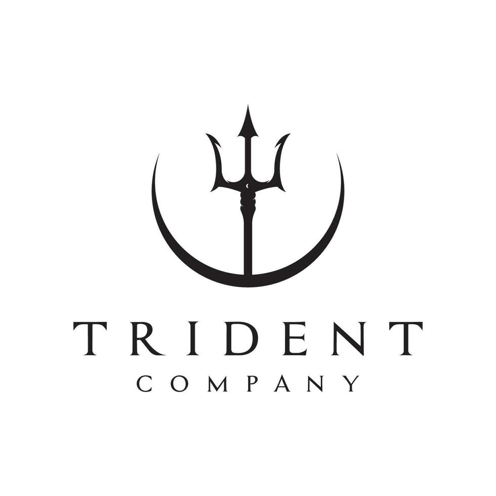 Facile ancien poseion trident lance modèle logo conception. vecteur